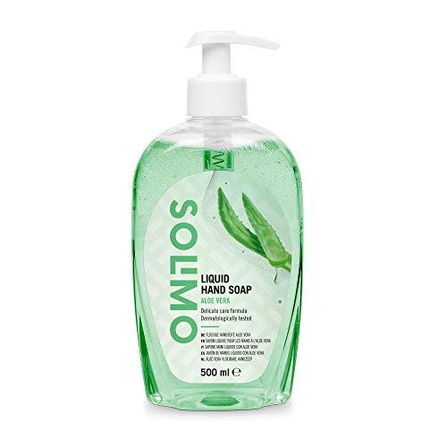 Marca Amazon - Solimo Jabón de manos líquido - Aloe Vera - Paquete de 4 (4 Botellas x 500ml)