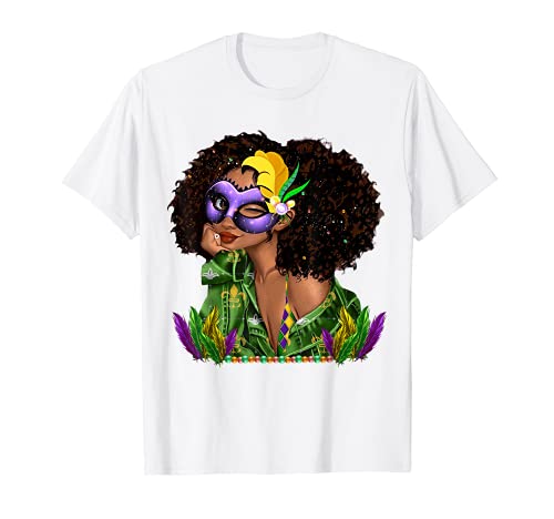 Mardi Gras - Máscara de ojo para mujer, color negro Camiseta