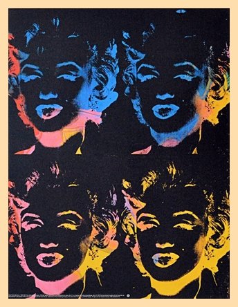 Marilyns - Póster de Andy Warhol Four (marco de aluminio), color negro