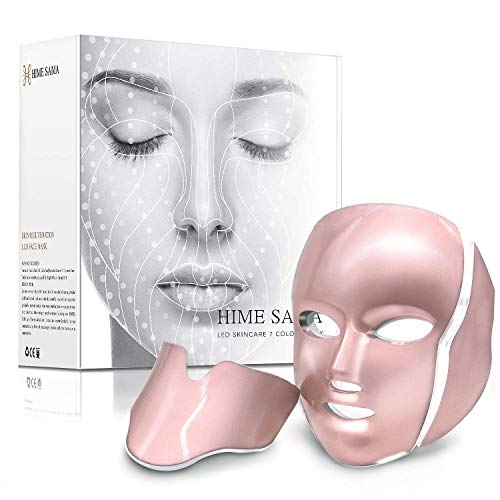 Máscara facial LED Terapia de luz, 7 colores Máscara LED para la piel - Máscara de belleza de fotones faciales con luz azul y roja para rejuvenecimiento y estiramiento de la piel