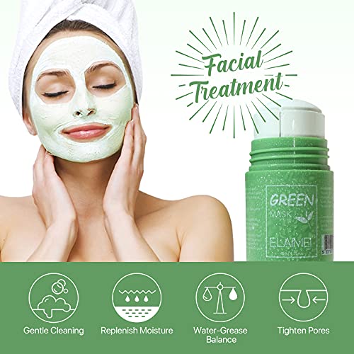 Mascarilla de arcilla purificante de té verde, reducción de puntos negros y acné, mascarilla limpiadora hidratante, control de aceite, mascarilla de barra de limpieza profunda de poros de té verde