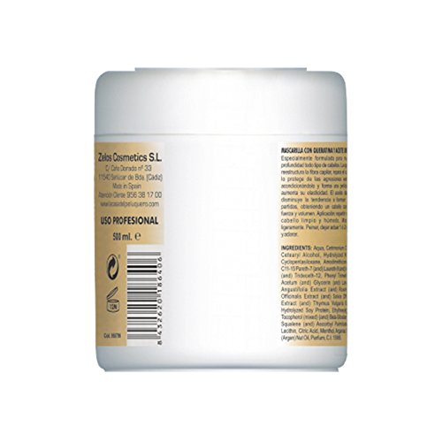 Mascarilla Para El Pelo con Queratina y Aceite de Argán - 500 ml - Todo Tipo De Cabellos - Nutre y Repara En Profundidad - Más Brillo, Fuerza y Volumen - Producto Profesional - Zelos