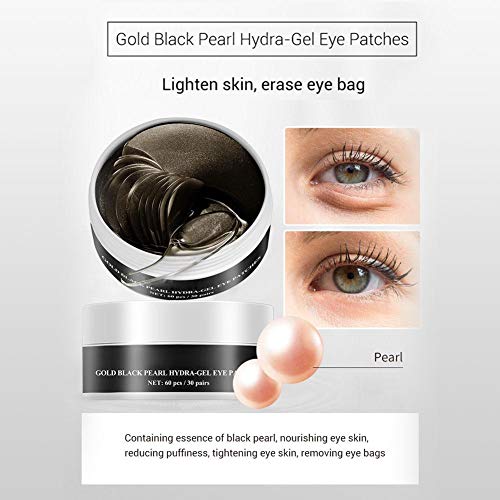 Mascarilla Profesional para el Cuidado de los Ojos, Parches para Ojos Hydra-gel 60pcs Gold Black Pearl, Mascarilla Hidratante para Líneas Finas, Círculo Oscuro Diluido, Reafirmante, Antiarrugas