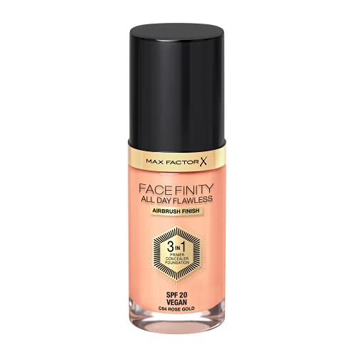 Max Factor Facefinity 3 en 1 All Day Flawless Air bursh& Vegan, Base de Maquillaje, Tono C64