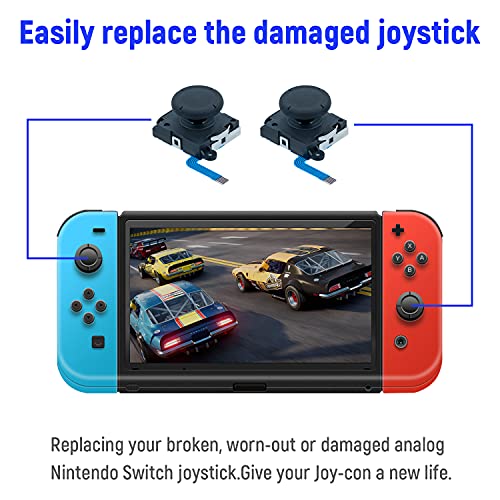 Mcbazel 18 en 1 Kit de Reparación de Repuesto para NS Switch Joy-Con con kit de Destornilladores, Joysticks Analógicos 3D izquierdo-derecho, Bloqueo de hebilla Estuche de accesorios