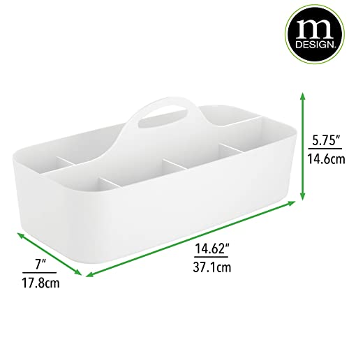 mDesign cesta organizadora con 11 compartimentos para sus cosméticos - Cesta plastico provista de asa para un cómodo transporte - Organizador maquillaje en color blanco