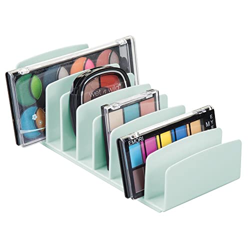 mDesign Organizador de Maquillaje de plástico sin BPA – Bandeja de Maquillaje con 9 Compartimentos Verticales – Organizador de cosméticos para Lavabo, tocador o Armario – Verde Menta