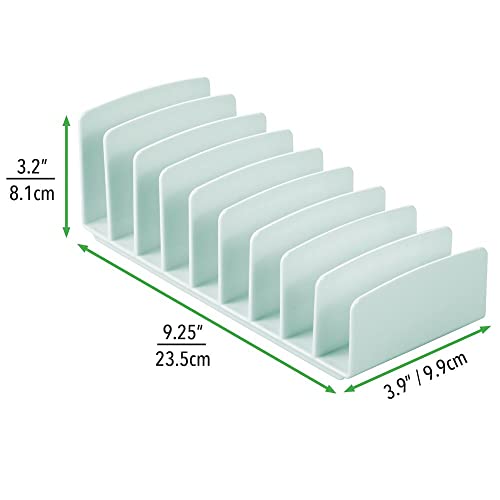 mDesign Organizador de Maquillaje de plástico sin BPA – Bandeja de Maquillaje con 9 Compartimentos Verticales – Organizador de cosméticos para Lavabo, tocador o Armario – Verde Menta