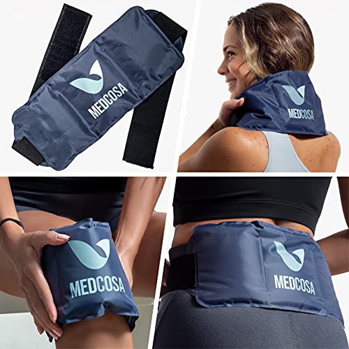 Medcosa Bolsa de gel frío para lesiones | Hielo flexible para deporte | Dolor en rodilla, hombro, espalda, cuello o cualquier lesión deportiva |Pack de hielo reutilizable para terapia frío o calor