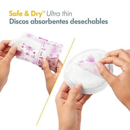 Medela Discos absorbentes desechables Safe & Dry Ultra thin - Discos de lactancia extremadamente finos y muy absorbentes, paquete de 30 discos de lactancia embalados individualmente