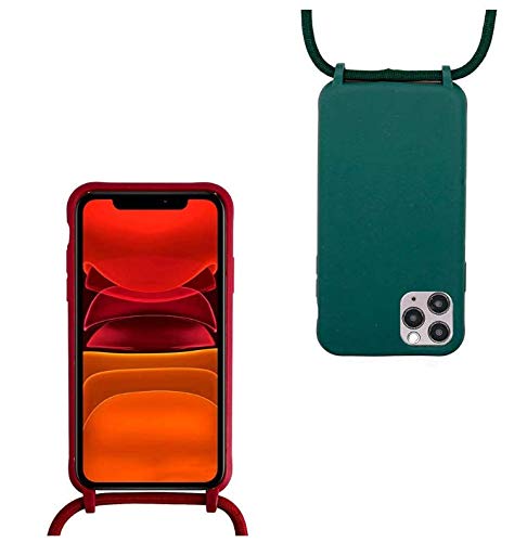 MEIVS Funda Compatible con iPhone 11, Ajustable Collar Correa de Cuello CordónCarcasa de Silicona-Verde Claro