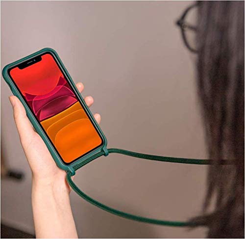 MEIVS Funda Compatible con iPhone 11, Ajustable Collar Correa de Cuello CordónCarcasa de Silicona-Verde Claro