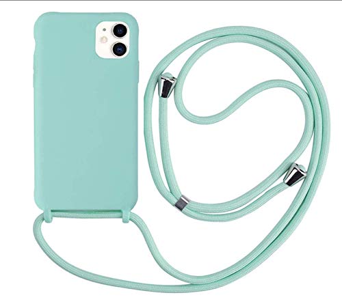 MEIVS Funda Compatible con iPhone 11, Ajustable Collar Correa de Cuello CordónCarcasa de Silicona-Verde Claro