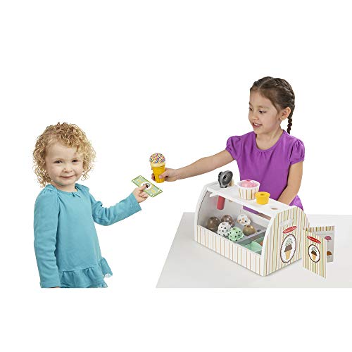 Melissa & Doug Set de 28 Piezas de Madera para Preparar Helados, Wooden Ice Cream Counter, 3+ Años