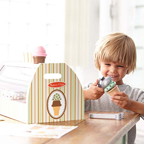 Melissa & Doug Set de 28 Piezas de Madera para Preparar Helados, Wooden Ice Cream Counter, 3+ Años