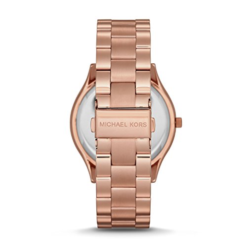 Michael Kors Reloj para Mujer SLIM RUNRAY, Tamaño de Caja de 42 mm, Movimiento de Tres Manecillas, Correa de Acero Inoxidable, Oro Rosa