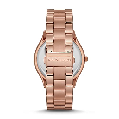 Michael Kors Reloj para Mujer SLIM RUNRAY, Tamaño de Caja de 42 mm, Movimiento de Tres Manecillas, Correa de Acero Inoxidable, Oro Rosa