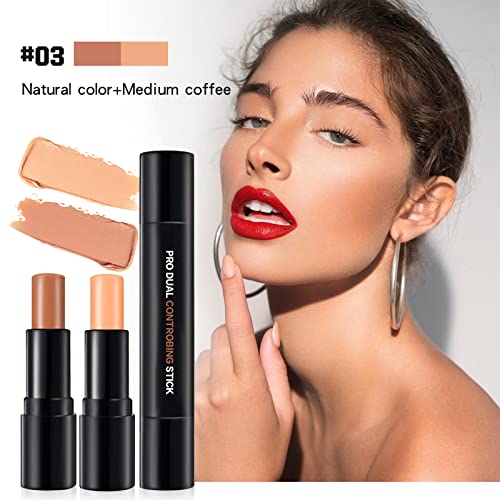 Mimore Maquillajes Correctores, Contouring Maquillaje, Contouring Stick, 2 en 1 Concealer Contorno maquillaje, Iluminador Countoring Highlight Bronceador Maquillaje Crema de Textura(#03)