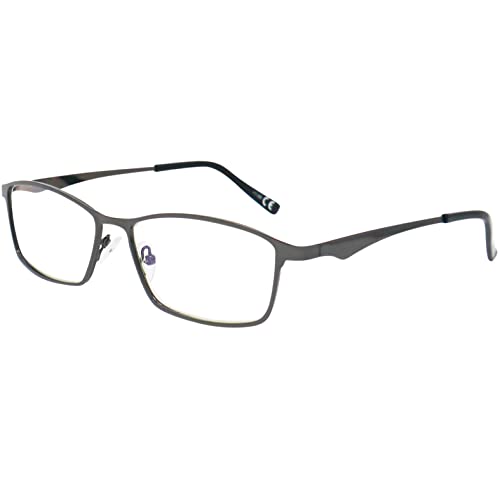 Mini Brille Elegantes Gafas con Filtro de Luz Azul con Lentes Rectangulares, Funda GRATIS, Montura Cuadradas de Acero Inoxidable (Grafito), Gafas de Lectura Para Hombre y Mujer +2.5 Dioptrías