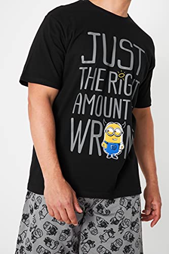 Minions Pijama Hombre Verano, Conjunto Verano Hombre, Ropa Hombre de Algodón S-3XL (Negro, 3XL)