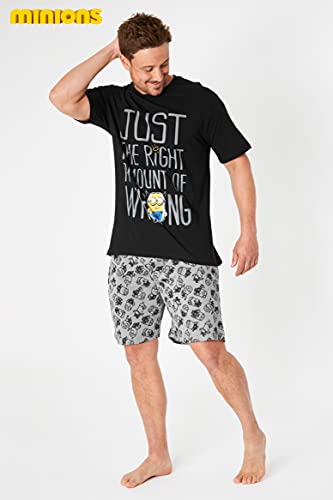 Minions Pijama Hombre Verano, Conjunto Verano Hombre, Ropa Hombre de Algodón S-3XL (Negro, 3XL)