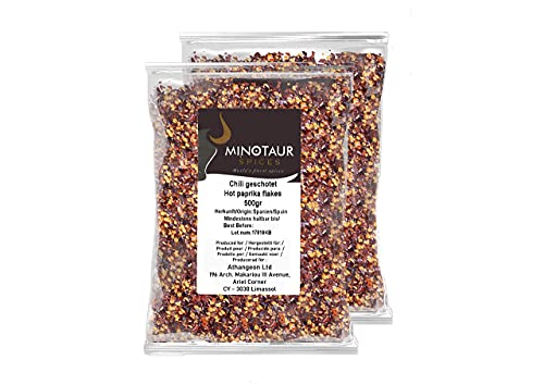 Minotaur Spices | Chili molido Grueso | Copos de Chile | 2 x 500 g (1 Kg) | Escamas, Medio Picante, Chiles