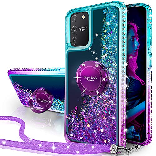 Miss Arts Cover Galaxy S10 Lite/A91,[Silverback] Custodia Glitter di in TPU con Supporto, Pendenza Colore Diamond Liquido Cover Case per Samsung Galaxy S10 Lite/A91 -Porpora