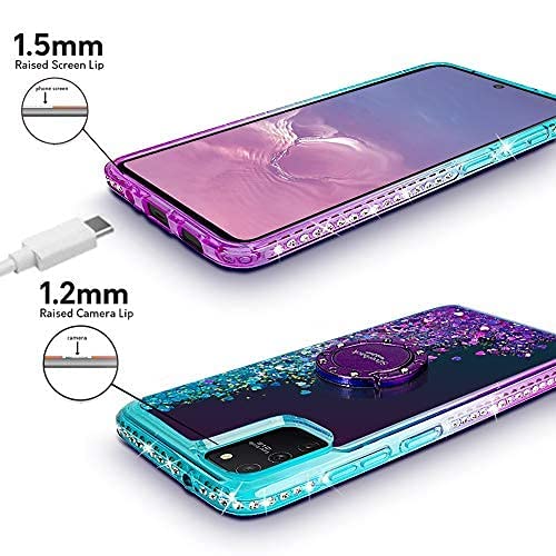 Miss Arts Cover Galaxy S10 Lite/A91,[Silverback] Custodia Glitter di in TPU con Supporto, Pendenza Colore Diamond Liquido Cover Case per Samsung Galaxy S10 Lite/A91 -Porpora