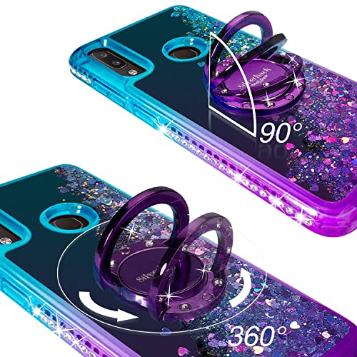 Miss Arts Funda Huawei P Smart 2019,[Silverback] Carcasa Brillante Purpurina con Soporte giratorios, Transparente Cristal Telefono Fundas Case Cover para Huawei P Smart 2019/Honor 10 Lite -PÚRPURA