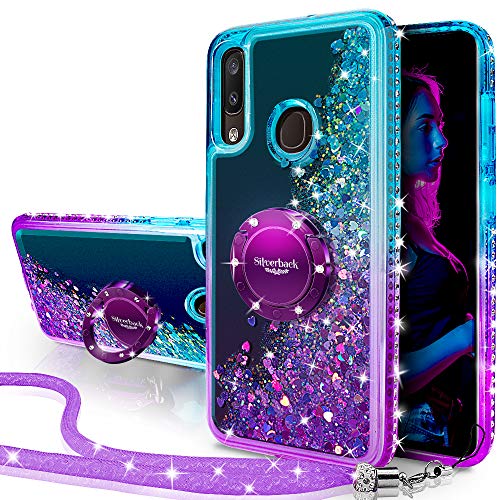 Miss Arts Funda Huawei P Smart 2019,[Silverback] Carcasa Brillante Purpurina con Soporte giratorios, Transparente Cristal Telefono Fundas Case Cover para Huawei P Smart 2019/Honor 10 Lite -PÚRPURA