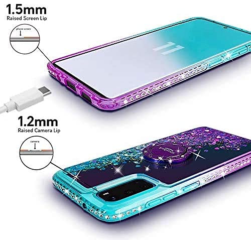 Miss Arts Funda Samsung Galaxy S20 FE 5G, [Silverback] Carcasa Brillante Purpurina con Soporte giratorios, Transparente Cristal Telefono Fundas Case Cover para Samsung Galaxy S20 FE 5G -PÚRPURA