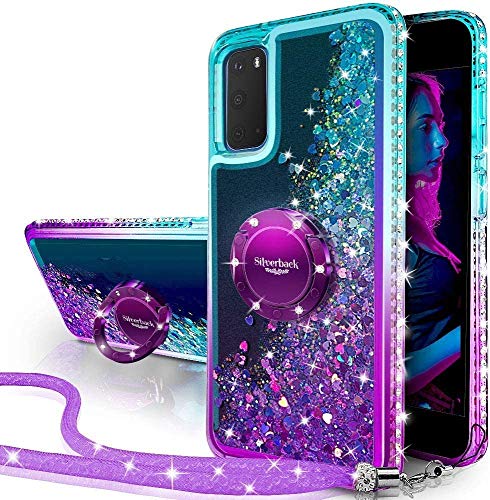 Miss Arts Funda Samsung Galaxy S20 FE 5G, [Silverback] Carcasa Brillante Purpurina con Soporte giratorios, Transparente Cristal Telefono Fundas Case Cover para Samsung Galaxy S20 FE 5G -PÚRPURA