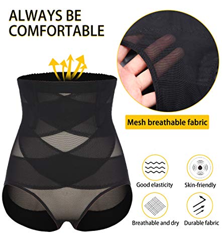 MISS MOLY Bragas Fajas Reductoras Cintura Alta Shapewear Braguitas Moldeadora Levanta Glúteo Vientre Plano Ropa Interior con Elástico Cruzado Malla para Mujer