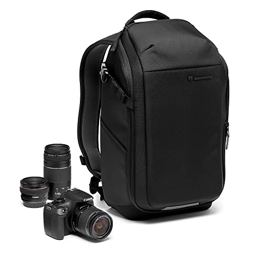 Mochila Manfrotto Advanced Compact III para Cámara y Portátil, Mochila para Cámara sin Espejo con Objetivos, con Divisores Acolchados Intercambiables y Accesorio para Trípode