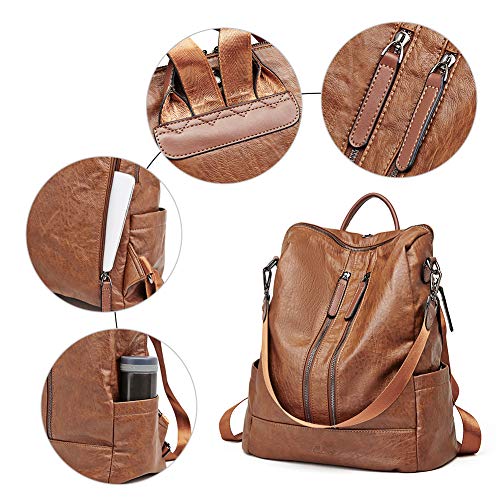 Mochila para Mujer Cuero Moda Bolsa de Viaje Desmontable Casual Señoras Bolsa de Hombro 2 en 1 Marrón