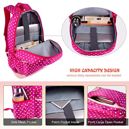 Mochilas Escolares Juveniles para Chicas - 3 IN 1 Mochila Infantiles Instituto Grande a Prueba de Salpicaduras Aesthetic Casual Material Tela Cremalleras Metal Estuche Bolsas Regalos Adolescentes Rojo