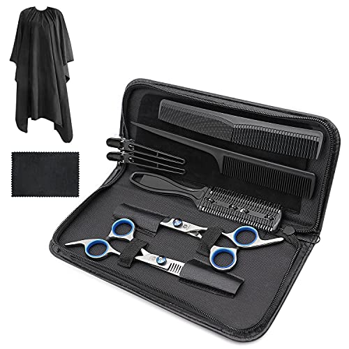 Moocii Tijeras Peluquería Profesional Tijeras de Corte de Pelo Diseño Humano y Elegante Juego de Tijeras de Peluquería Profesional Hechas a Mano para Hombres y Mujeres Salón y Hogar (10 piezas)