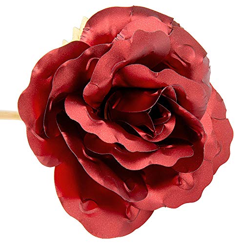 MOOKLIN ROAM Rosa, 24K Chapado en Oro Rosa Flores Artificiales con Caja de Regalo y Base, para San Valentín, Día de la Madre, Aniversario, Boda, Cumpleaños,decoración del hogar (Rojo)