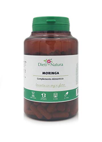 Moringa 200 cápsulas de Dieti Natura. Antioxidante y fortificante [Fabricado en Francia][Garantía Sin OGM ni Gluten] (Un bote de 200 cápsulas)