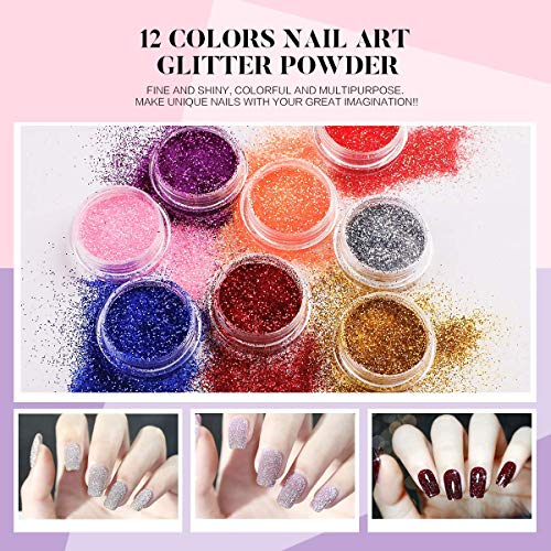 Morovan Kit Uñas Acrilicas - Líquidos y Polvos Acrílicos de Brillo Uñas Acrilicas Kit Completo Uñas Acrilicas Kit Completo Profesional con Todo Acrilico Extensión de Uñas DIY Nail Art Decoración