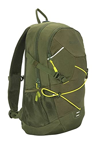 Mountain Warehouse Mochila Polaris de 25 litros - Malla Transpirable Acolchada, Bordes Reflectantes, Compatible con hidratación - para Camping, Viajes y Uso Diario Caqui Talla única