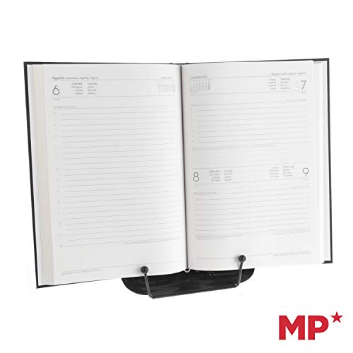 MP - Atril Estudio PREMIUM (Modelo 2021 Nuevo) Solo 170g, Atril para Libros Muy Ligero y Compacto. Muy Apto para llevar donde quieras. 3 Ángulos que se Amoldan para Libros, Agenda,Cocinas,Color Negro