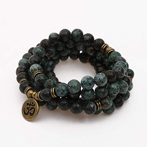 MU-PPX 108 Cuentas De Oración Pulsera Turquesa, Ojos Yoga Pulseras Afortunadas Hombres Mujeres Elasticas Collar