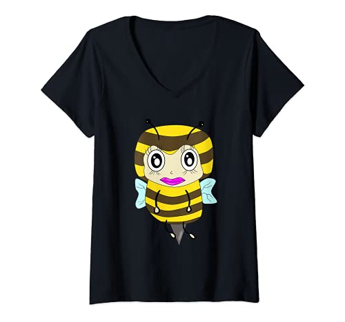 Mujer Abeja femenina busca colmena, apicultor de abejas. Camiseta Cuello V