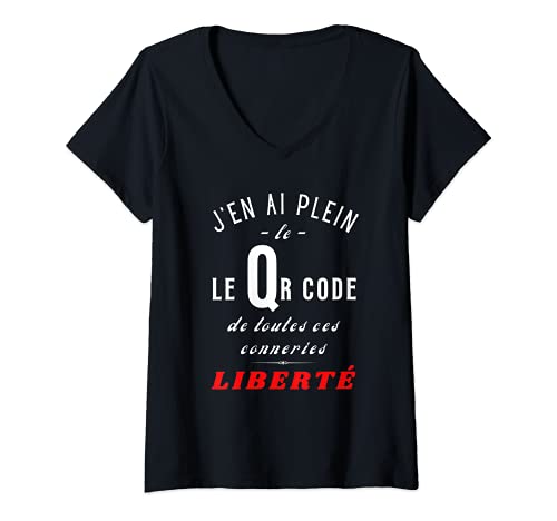 Mujer Covid QR Coco-No al Pass Sanitario-No a la vacuna – Libertad Camiseta Cuello V