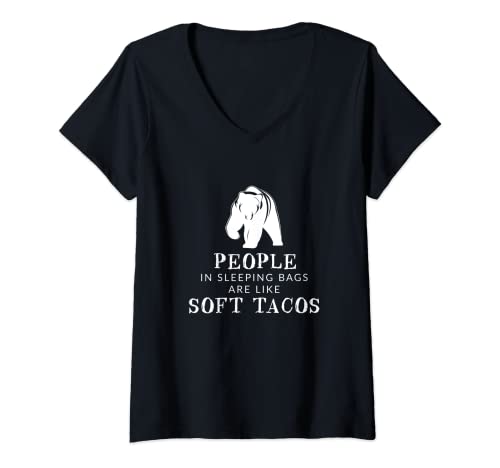 Mujer Divertido suave Tacos Oso Amante Camping Cosas Regalo Hombres Mujeres Niño Camiseta Cuello V