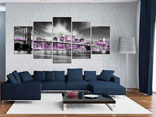 murando Cuadro en Lienzo New York 200x100 cm Impresión de 5 Piezas Material Tejido no Tejido Impresión Artística Imagen Gráfica Decoracion de Pared Ciudad Nueva York NY 030102-25