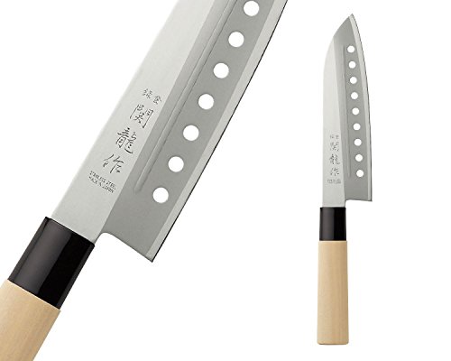 Nakiri SR1100 - Juego de cuchillos profesionales japoneses SasHIMI, DEBA, SANTOKU, NAKIRI SR1100 de acero inoxidable mango de madera de chopo cuchillas de 21 cm, 15 cm, 16,5 cm