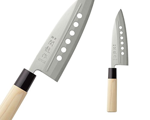 Nakiri SR1100 - Juego de cuchillos profesionales japoneses SasHIMI, DEBA, SANTOKU, NAKIRI SR1100 de acero inoxidable mango de madera de chopo cuchillas de 21 cm, 15 cm, 16,5 cm