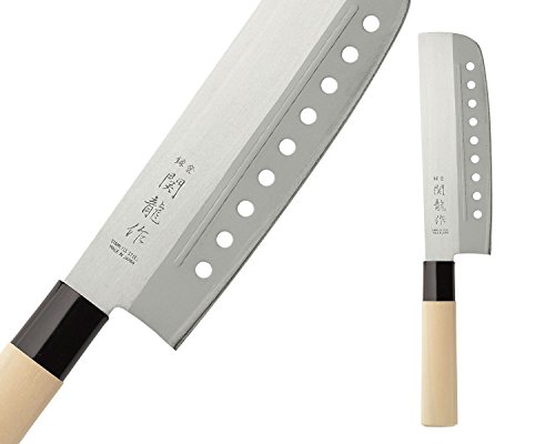 Nakiri SR1100 - Juego de cuchillos profesionales japoneses SasHIMI, DEBA, SANTOKU, NAKIRI SR1100 de acero inoxidable mango de madera de chopo cuchillas de 21 cm, 15 cm, 16,5 cm